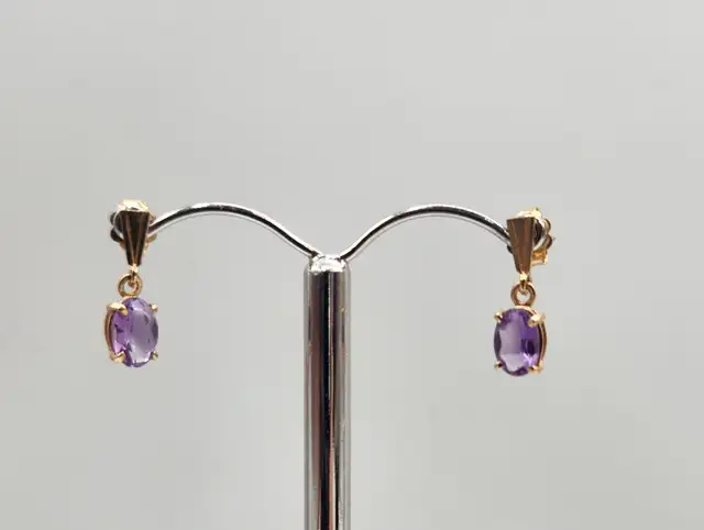 14k Gold Earrings / Hoops / Diamond Studs / Rubies / Amethyst - Photo 6