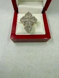 Men's 10K Gold Diamond Cross Ring w Appaisal ~Size 8