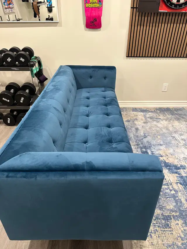 Blue Velvet Sofa - Photo 2