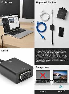 Adaptateur USB-C vers VGA Full HD 1080p / USB-C to VGA Full HD