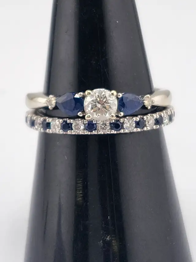 14 Kt. White Gold Cast 3-Stone Engagement Ring - 0.40 ct.(#7514) - Photo 3