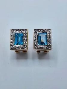 10 Kt. Yellow Gold Earrings w/ Natural Blue Topazes (#7515)