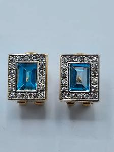 10 Kt. Yellow Gold Earrings w/ Natural Blue Topazes (#7515) - Photo 2