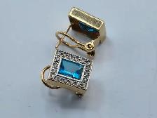 10 Kt. Yellow Gold Earrings w/ Natural Blue Topazes (#7515) - Photo 3