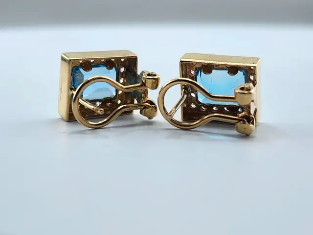 10 Kt. Yellow Gold Earrings w/ Natural Blue Topazes (#7515) - Photo 5