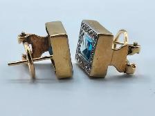 10 Kt. Yellow Gold Earrings w/ Natural Blue Topazes (#7515) - Photo 6