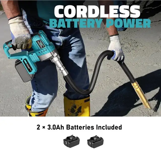 Cordless Concrete Vibrator with Lithium Battery & Poker Shaft - Photo 3
