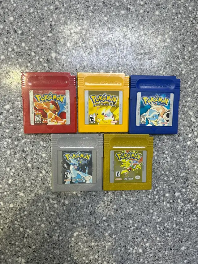 Pokémon Gameboy Games Red, Blue, Yellow, Silver & Gold