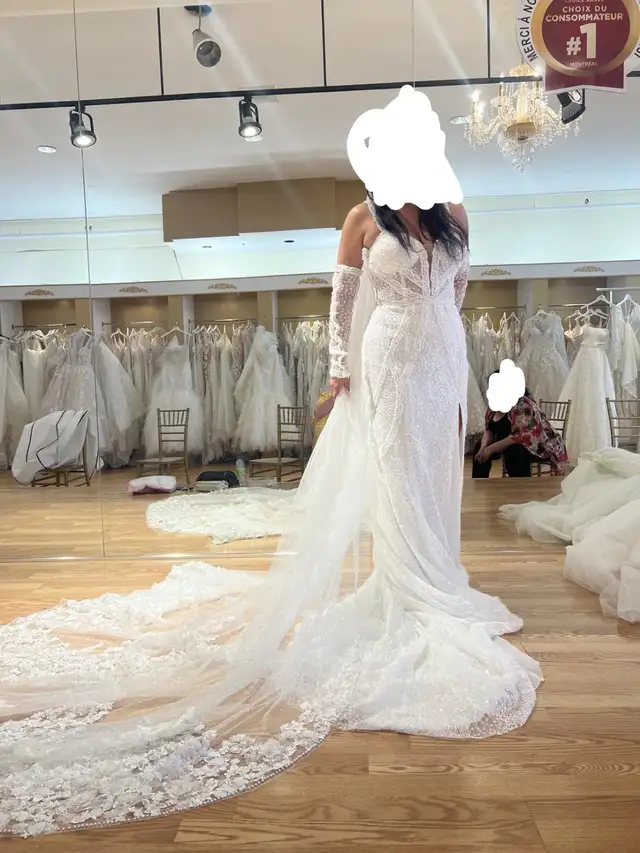 ROBE DE MARRIAGE BLANC GRANDEUR 10 GLOVES VOILE VOIR PHOTO 5000$ - Photo 5