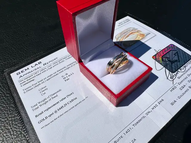 #843 - 14kt Yellow, White & Rose Gold EFFY Diamond Ring Sz 7 - Photo 4