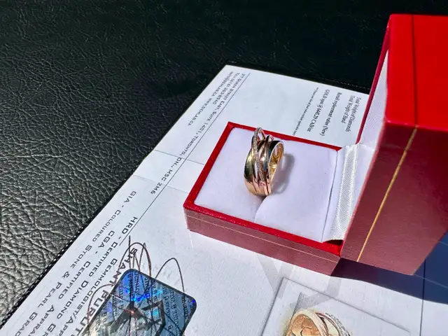 #843 - 14kt Yellow, White & Rose Gold EFFY Diamond Ring Sz 7 - Photo 5
