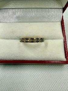 Women's 10K Gold Diamond & Sapphire Band~Size 9