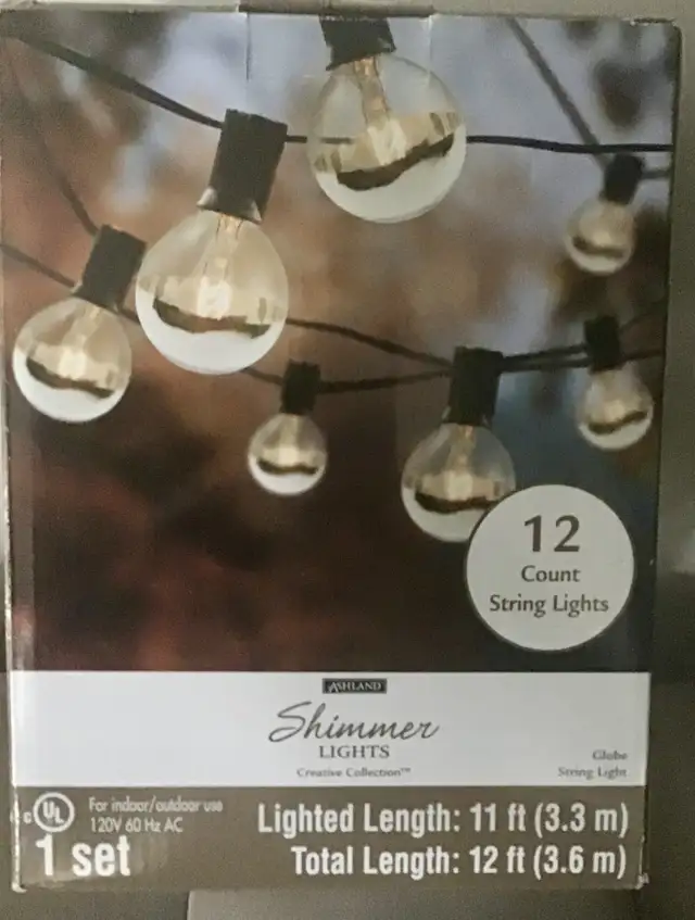 Globe string lights - never used - 2 sets of 12 count - 12 foot
