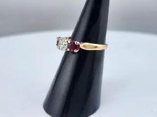 14 Kt. Yellow & White Gold 3-Stone Ring w/ Dia. & Rubies (#7519) - Photo 4