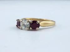 14 Kt. Yellow & White Gold 3-Stone Ring w/ Dia. & Rubies (#7519) - Photo 5