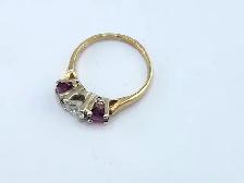 14 Kt. Yellow & White Gold 3-Stone Ring w/ Dia. & Rubies (#7519) - Photo 6