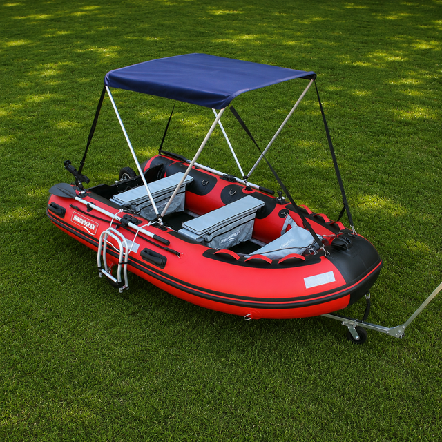 12 ft Inflatable Boat with Anti-Slip Aluminum Floor & Full Cover
