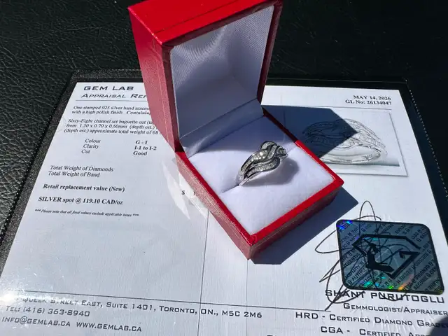 #844 - .925 Sterling, 1/2 Carat Diamond Ring, Size 7 - Photo 3