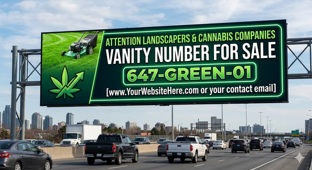 647-GREEN-01 | Elite Vanity Number 4 Landscaping or Cannabis
