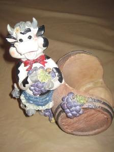 APPUI/PORTE BOUTEILLE VIN NEUF FORME BARIL/VACHE