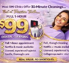 $99 full dental cleaning, 1 hour and only 1 session needed