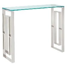 BRAND NEW EROS CONSOLE TABLE IN SILVER AND GLASS. - Photo 2
