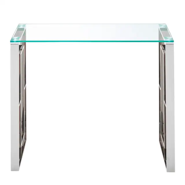 BRAND NEW EROS CONSOLE TABLE IN SILVER AND GLASS. - Photo 4