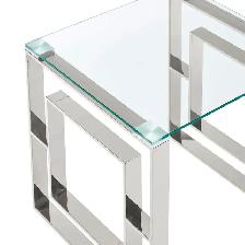 BRAND NEW EROS CONSOLE TABLE IN SILVER AND GLASS. - Photo 5