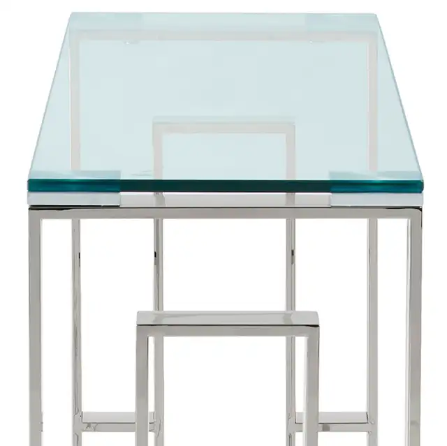 BRAND NEW EROS CONSOLE TABLE IN SILVER AND GLASS. - Photo 7