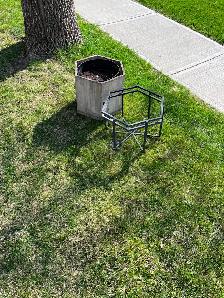 Wooden planter and metal stand