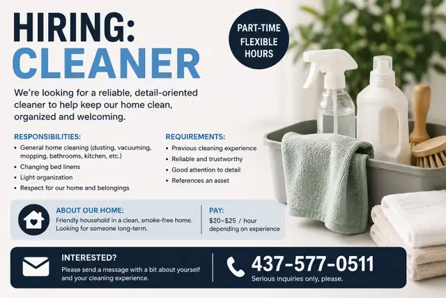 Hiring High Paying Cleaner