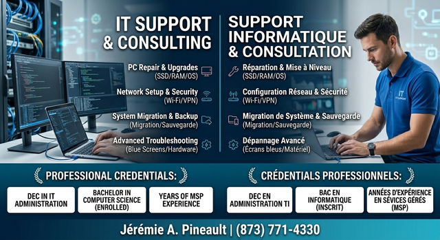 Bilingual IT Support / Dépannage Informatique - Fast / Rapide