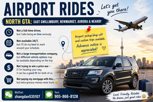 Reliable Airport Rides | Newmarket • Aurora • East Gwillimbury