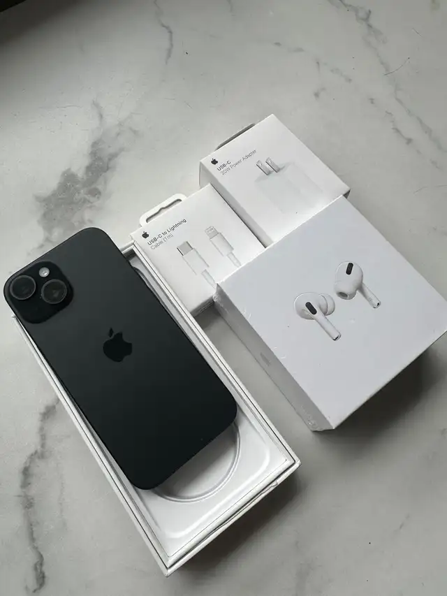 iPhone 15 128GB 89% batt AirPods Pkg/Delivery