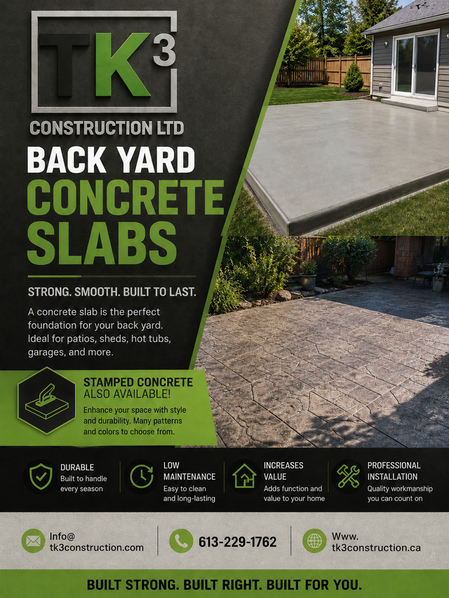 Back yard concrete slab