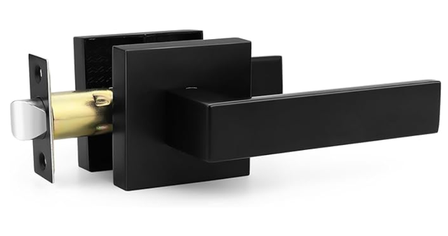 Square Black Passage Door Handle