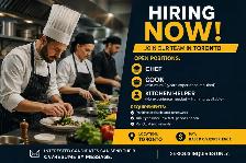Hiring Now – Chef, Cook & Kitchen Helper | Toronto