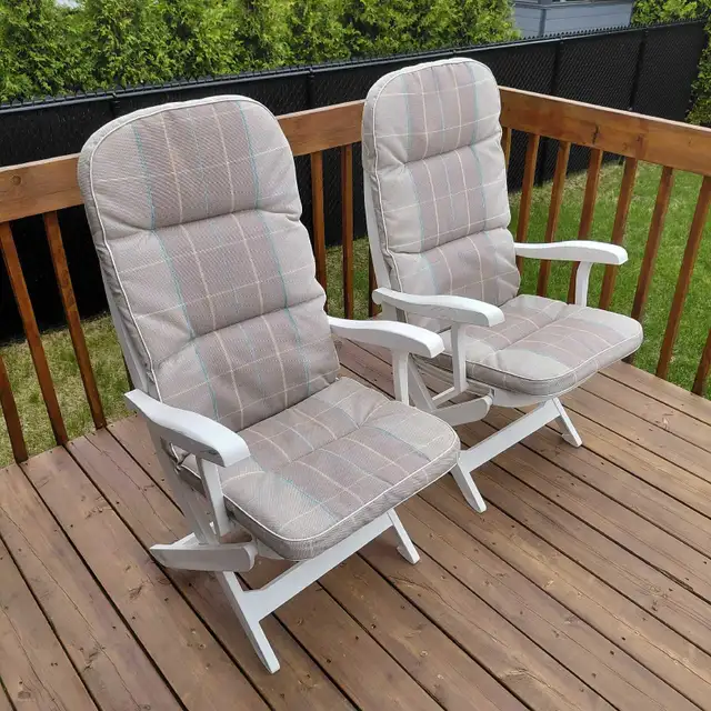 2 chaises extérieures de patio pliantes en PVC avec 2 coussins - Photo 3