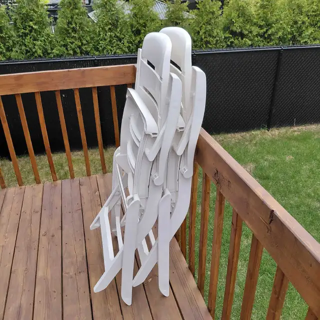 2 chaises extérieures de patio pliantes en PVC avec 2 coussins - Photo 6