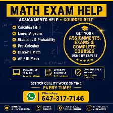 Math Exam Help Toronto GTA – Calculus Algebra Statistics –Course