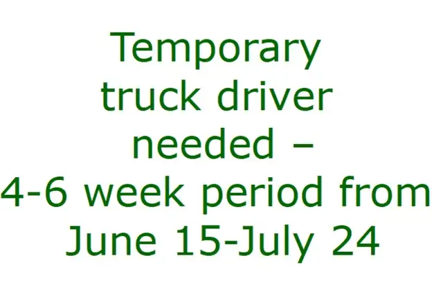 4-6 week driving job opening (June 15-july 24)