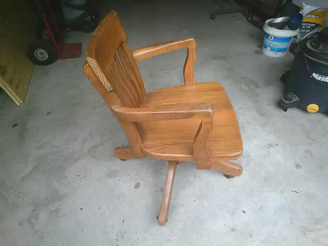 VINTAGE BANKERS CHAIR - SWIVEL AND RAISES AJUSTMENT ORIGINAL - Photo 4