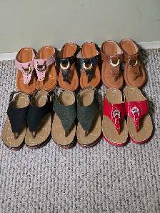 Womens Assorted colored sandals. Size 8. $10 each