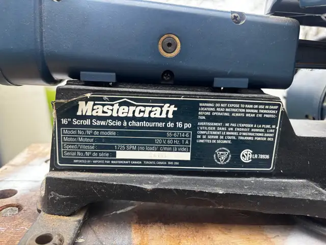 Mastercraft Scroll Saw 16", speed 1725 RPM.  Winchester, ON - Photo 4