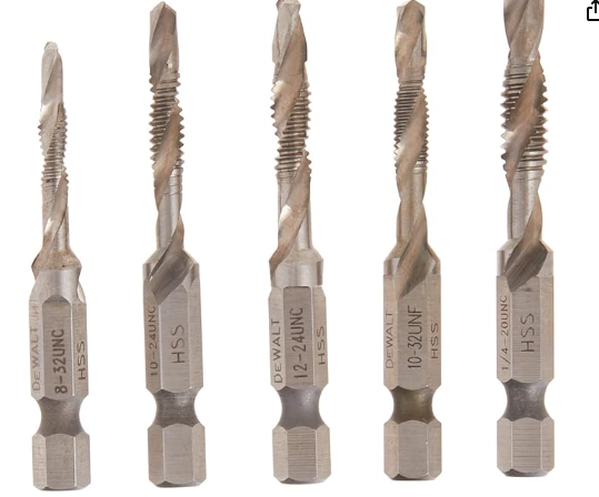 DEWALT Drill Tap Set, Impact Ready, 1/4-Inch, 5-Piece #DWADTQTR5