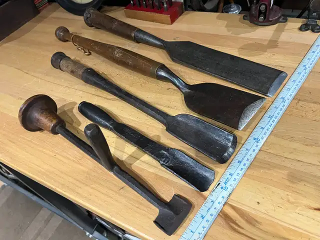 Vintage Timber framing Chisels, Slicks, & Gouges