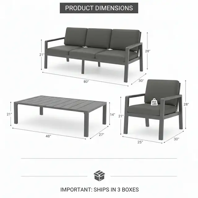 Brand New 4-Piece Heavy Duty Steel Patio Furniture Set $499 - Photo 4