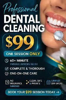 Dental Cleaning Done in Just One Appointment for $99
