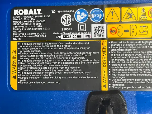 Snow Thrower/Blower (corded electric) - Photo 9
