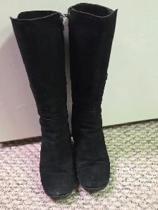Women's black leather knee-high Boots. Size 7.5 - Photo 3